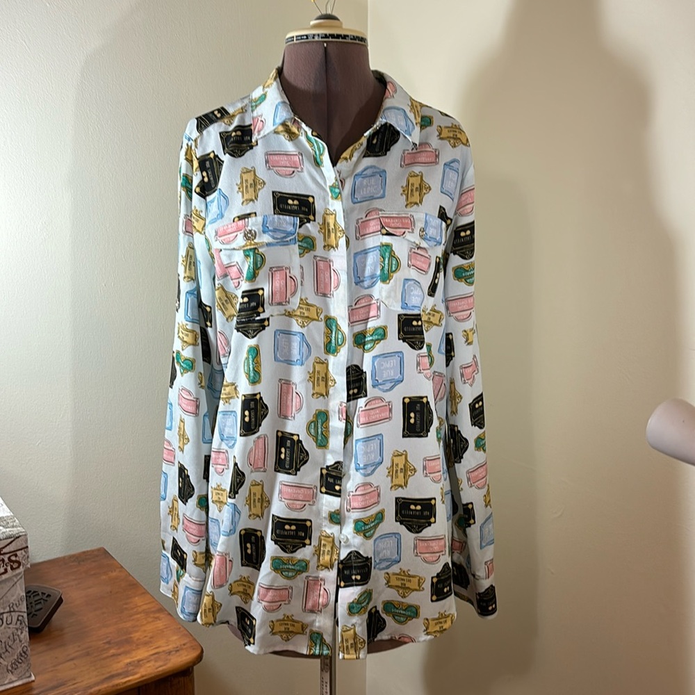 Karl Lagerfeld Paris Signage Street Blouse Size M
